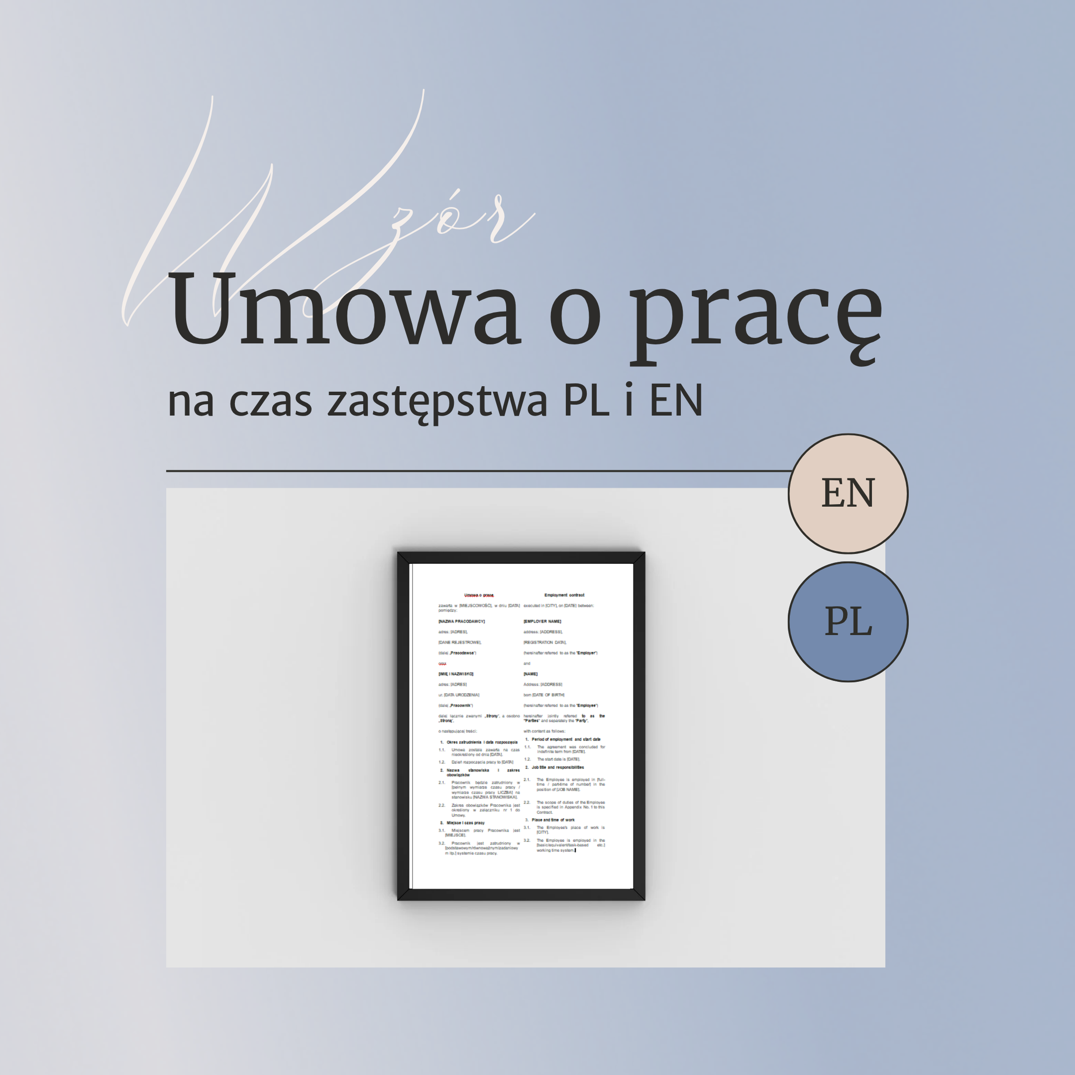 Umowa o pracę na czas zastępstwa PL EN
